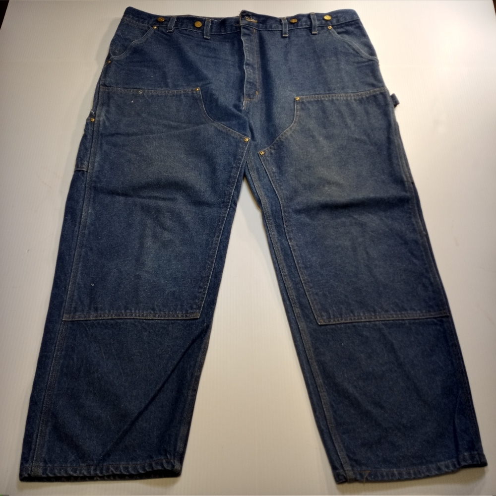 Vintage Union Made Carhartt Double Knee Jeans Sz 46 w/ Suspender Buttons
